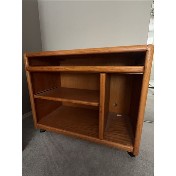 Oak Wood Computer Desk with Pull-Out Tray