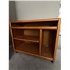 Image 1 : Oak Wood Computer Desk with Pull-Out Tray