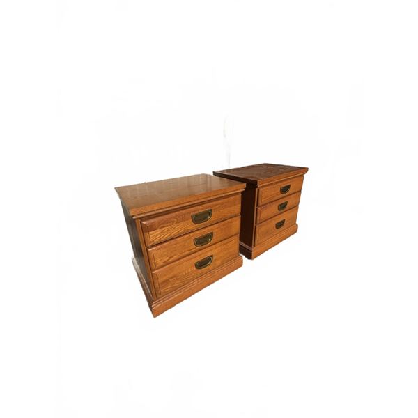 Oak Three-Drawer Nightstands