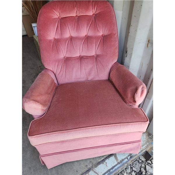 Pink Tufted Upholstered Armchair