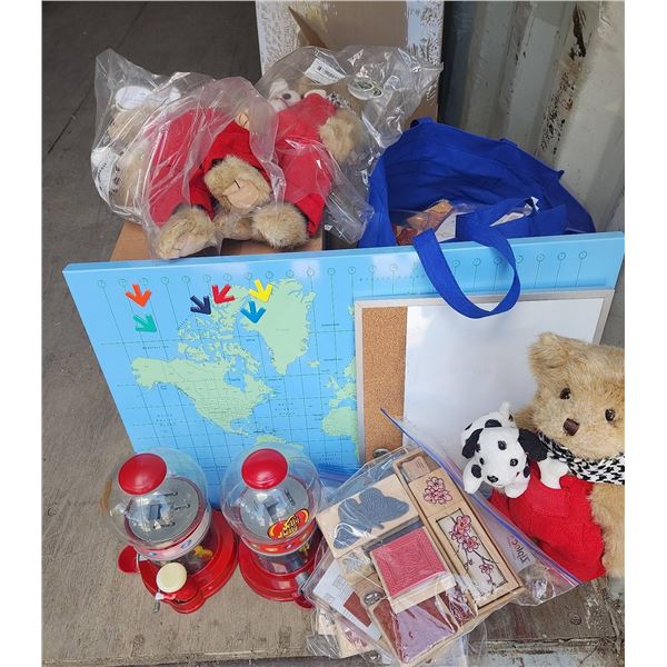 Crafting Stamps, Plush Bears, Metal Map, and Jelly Belly Machines