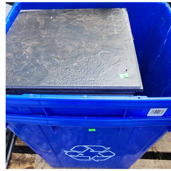 Ceramic Floor Tiles and Blue Recycling Bins