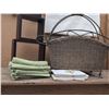 Image 2 : Decorative Basket Lot With Jubilee Plates and Linens