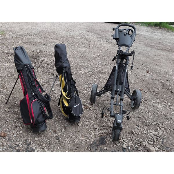 Golf Caddies With Stands and Themed Items