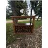 Image 1 : Wood Cabinet With Black Top and Table Lamp