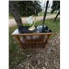 Image 2 : Wood Cabinet With Black Top and Table Lamp