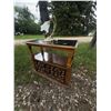 Image 4 : Wood Cabinet With Black Top and Table Lamp