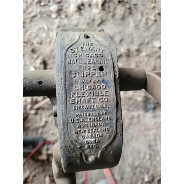 Antique hand-cranked Stewart No. 1 Ball Bearing Clipper, manufactured roughly 1900 to 1910 & Seed tr