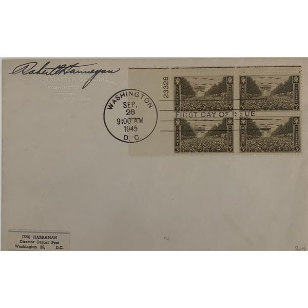 Robert Hannegan signed first day cover