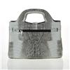 Image 3 : Ladies Gray & White Crocodile Handbag (ACT-025)