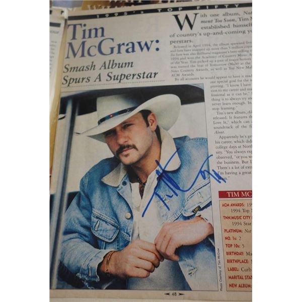 Tim McGraw signed magazine photo