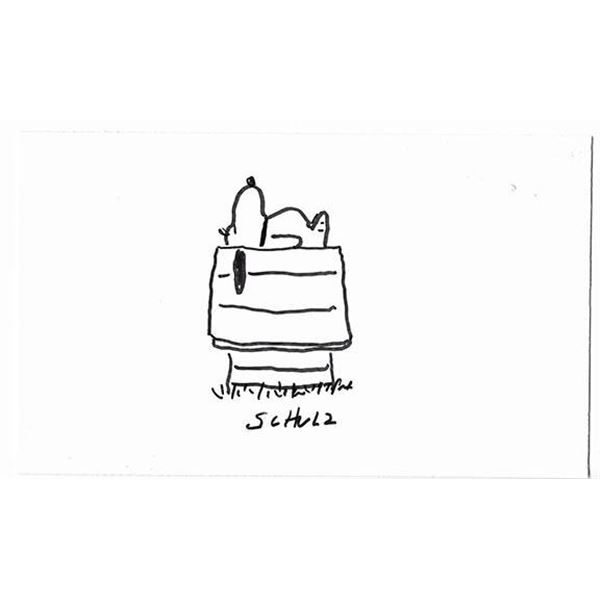 Charles Schulz signed Snoopy sketch with envelope