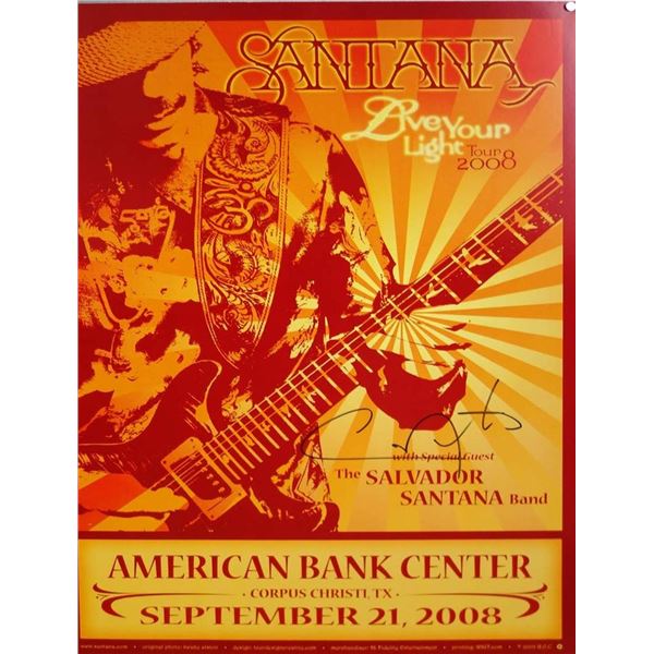 Carlos Santana signed concert poster