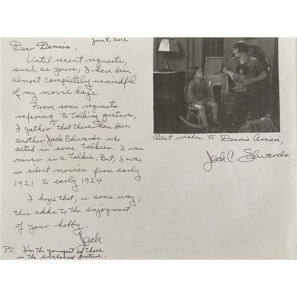 Jack C Edwards signed photocopied letter