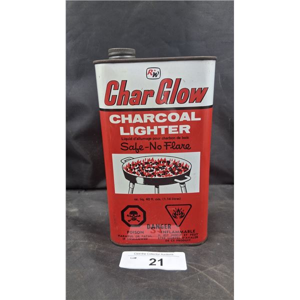 Vintage RW Char Glow lighter fluid tin, 40 oz from Canada