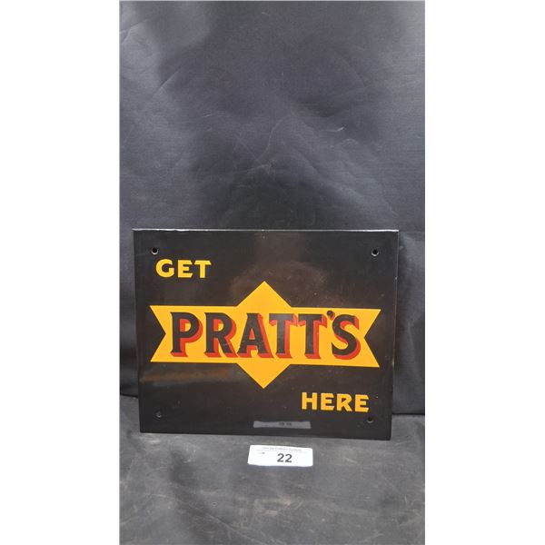 Vintage porcelain Pratt's sign by  Grainger 10"x8"