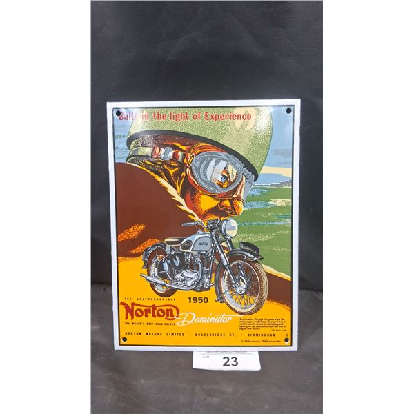 Vintage porcelain Norton sign by Grainger 10"x7.5"