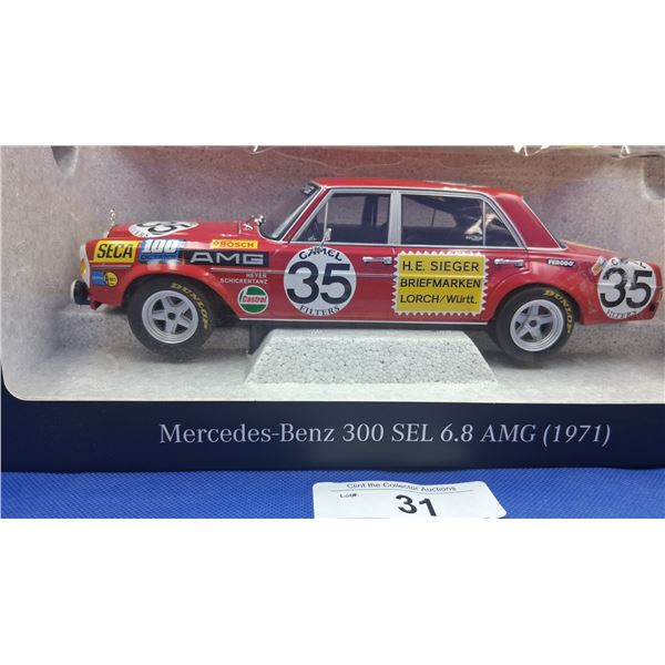 NIB 1:18 scale 1971 Mercedes Benz 300 issued by Mercedes Benz.