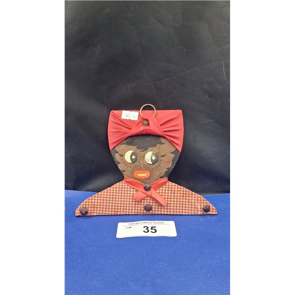 Vintage black americana key hanger 7"x6"