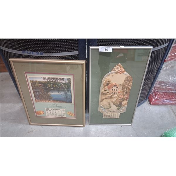 2 vintage calendars, 1956 & 1953, biggest 23"x13"