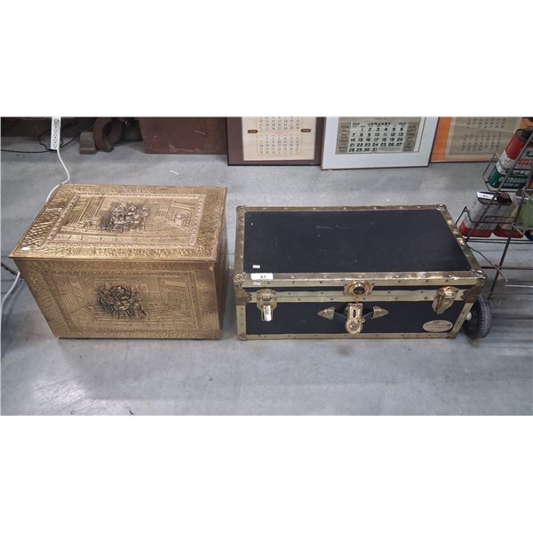 Brass covered firewood box 23"x15"x15" & chest 30"x15"12"