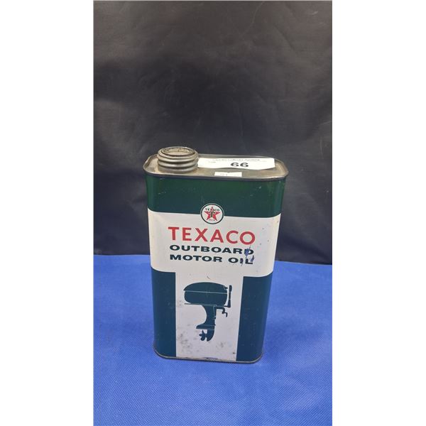 Vintage Texaco outboard motor oil quart tin, full