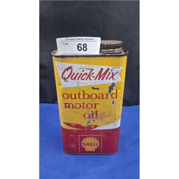 Vintage Shell Quick mix outboard motor oil quart tin