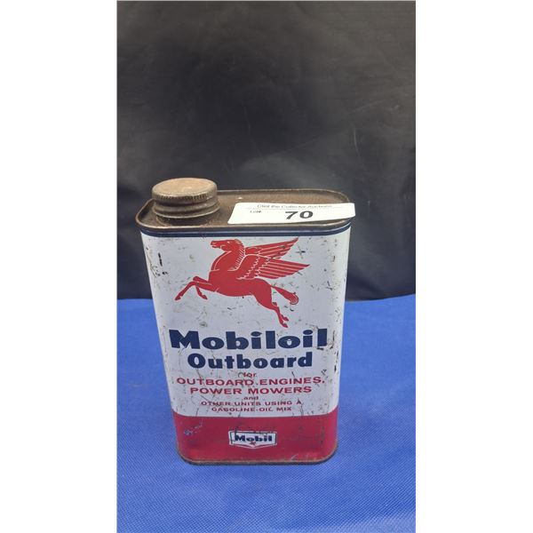 Vintage mMobiloil outboard engine oil quart tin