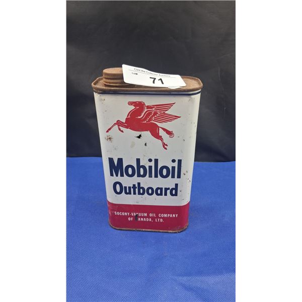 Vintage Mobiloil outboard motor oil quart tin
