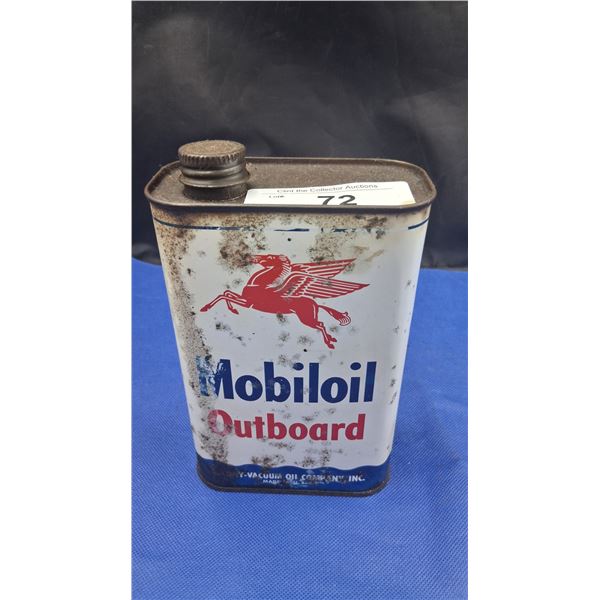 Vintage Mobiloil outboard motor oil quart tin