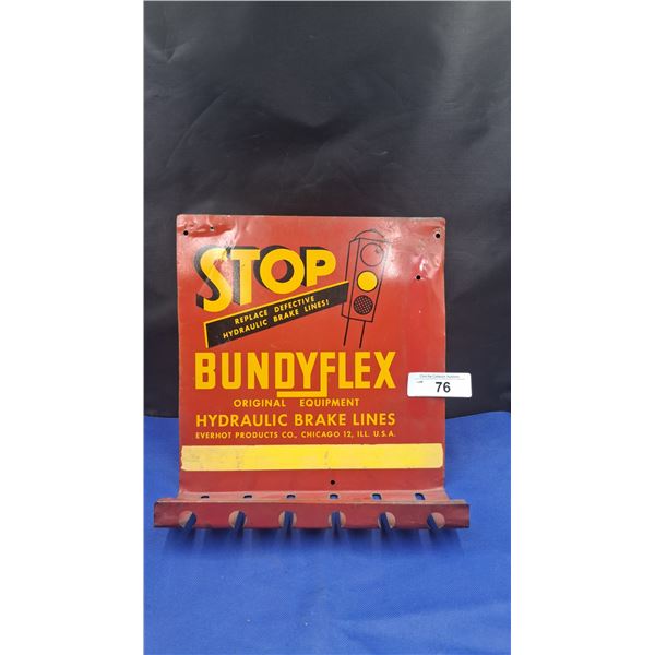 Vintage litho'd on metal Bundyflex hydraulic brakelines (Chicago) rack 11"x11"