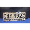 Image 1 : 1952 BC license plate