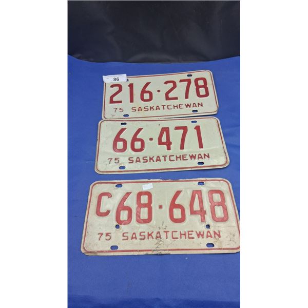 3 1975 Saskatchewan license plates