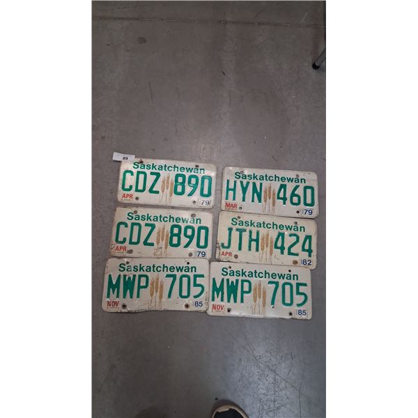 6 1979 Saskatchewan license plates