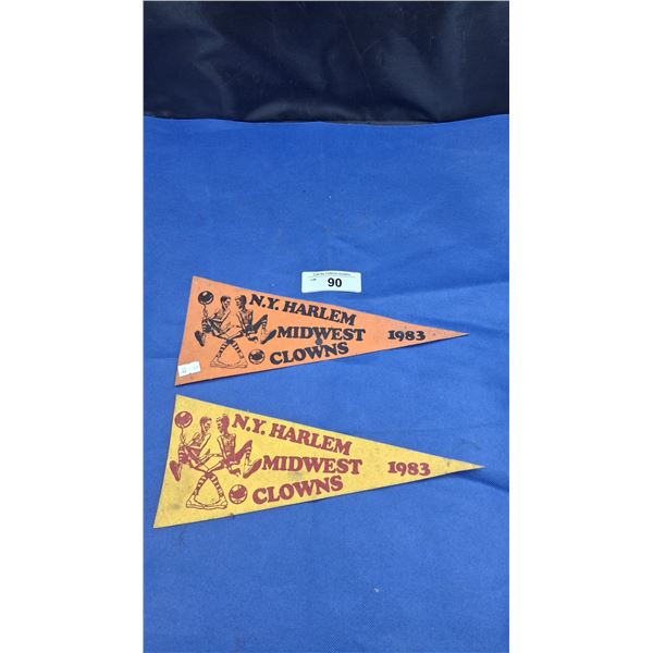 2 vintage 1983 NY Harlem Midwest Clowns pennants