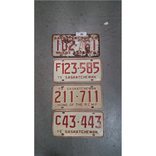 4 Sask license plates 58 & 75
