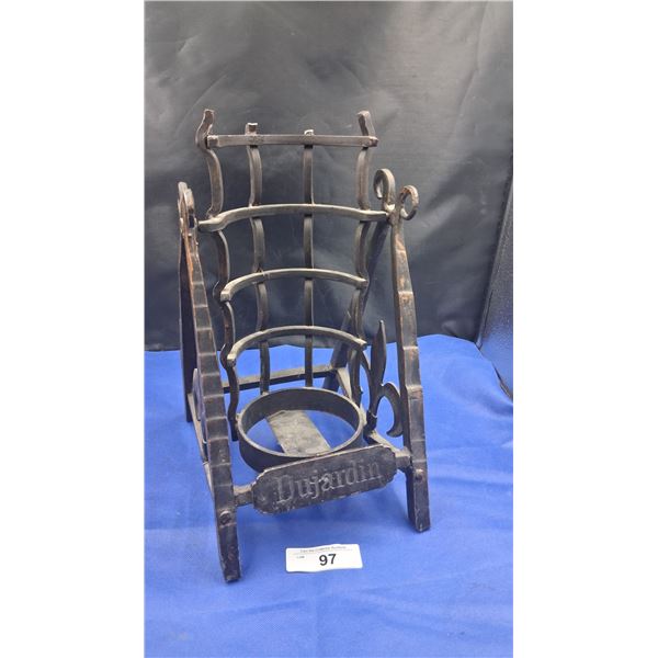 Vintage cast iron bottle holder/pourer 14.5" tall