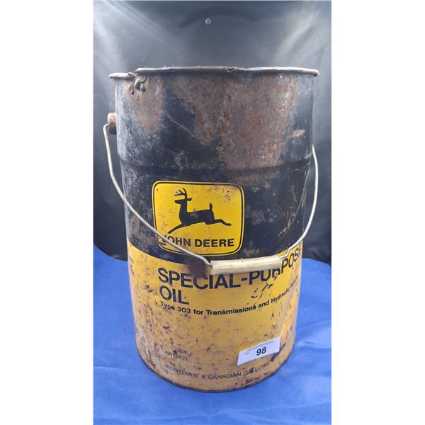 Vintage 5 gallon John Deere oil pail