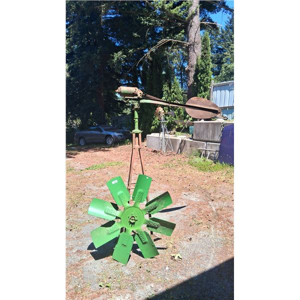 Large metal windmill, needs work, as seen, tower is 79", blade is 41" dia
