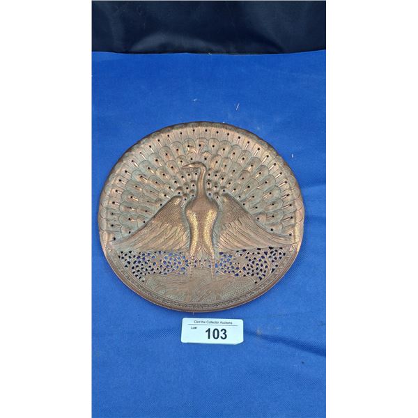 1957 copper art piece from Ceylon 10" dia