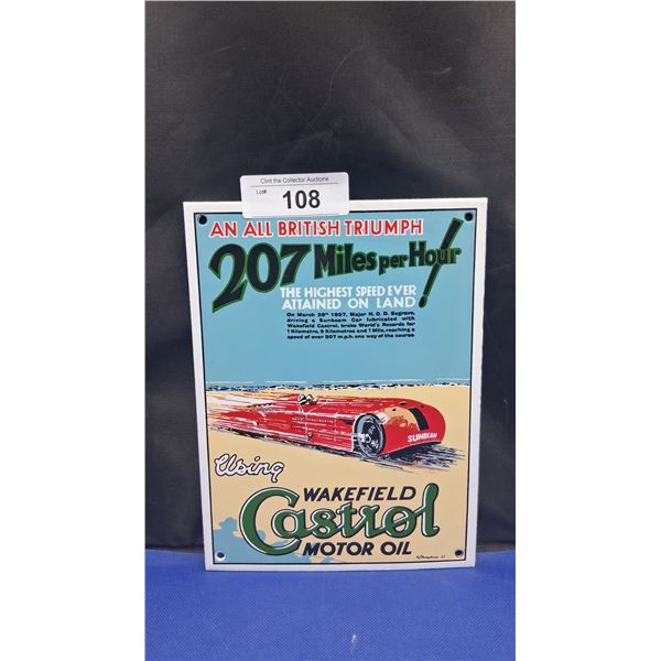 Vintage porcelain Castrol sign by Grainger 10"x7.5"