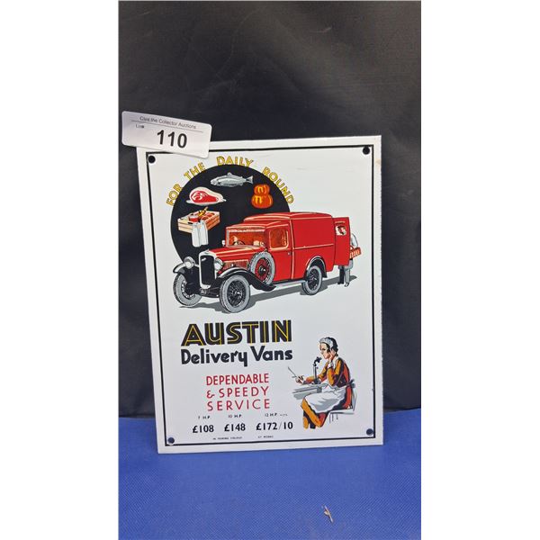 Vintage porcelain Austin sign by Grainger 9.5"x7.5"