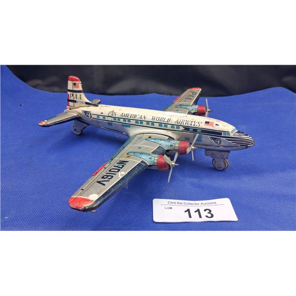 Vintage Pan American World Airways tin airplane Made in Japan 11" wingspan