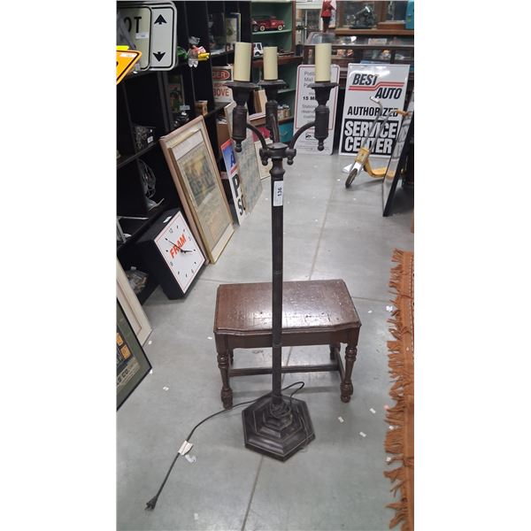 Vintage lamp, works, 54" and sitting stool