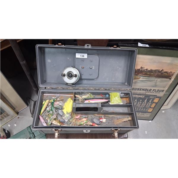 Vintage tackle box with an abundance of contents, owned by avid west coast fisherman