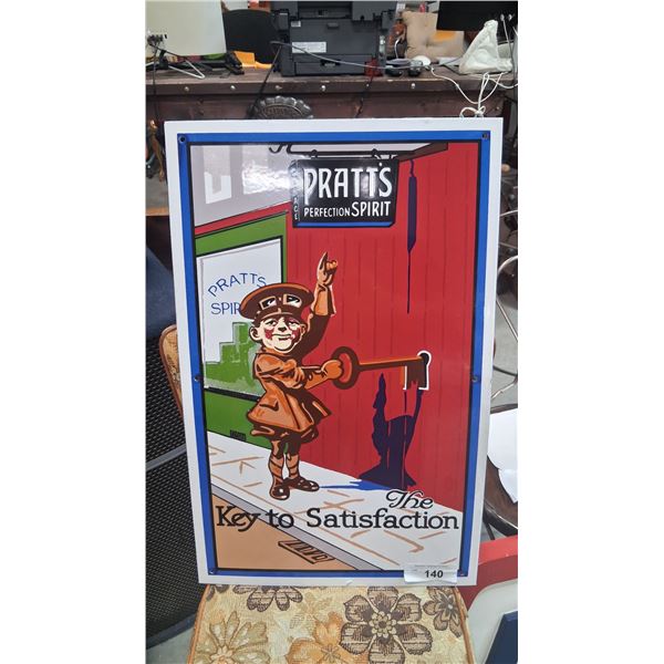 Vintage porcelain Pratt's sign by Grainger 23"x14"