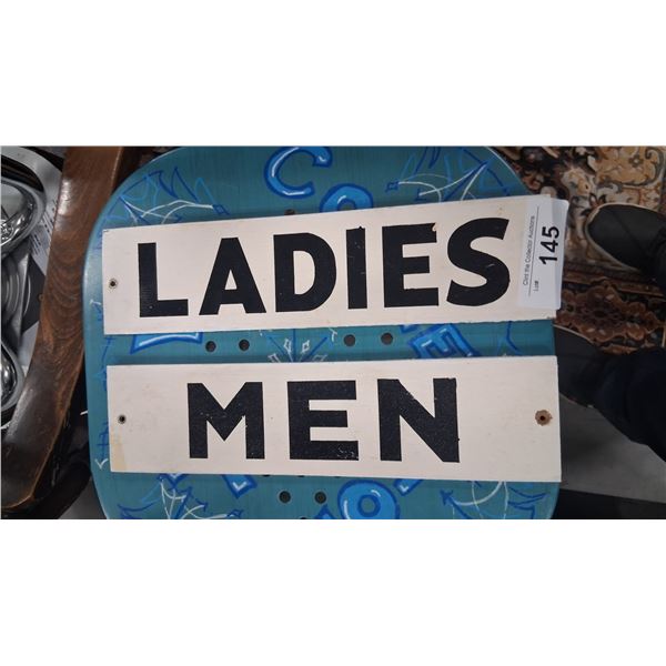 Vintage Mens & Ladies wooden restroom signs