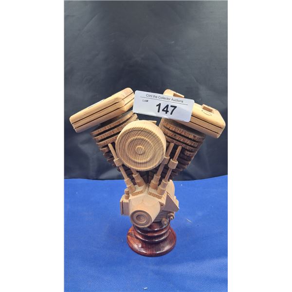 Wooden Harley Davidson engine 9.5" tall