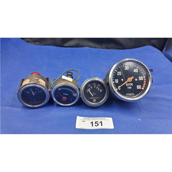 Collection of vintage hot rod gauges, VDO & Stewart Warner