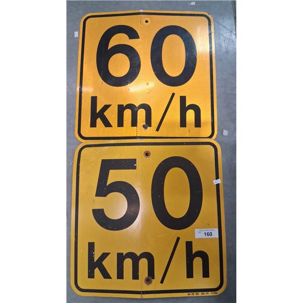 2 aluminum speed signs 18"x18"